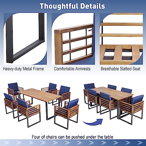 Tangkula 7 Piece Acacia Wood Patio Dining Set