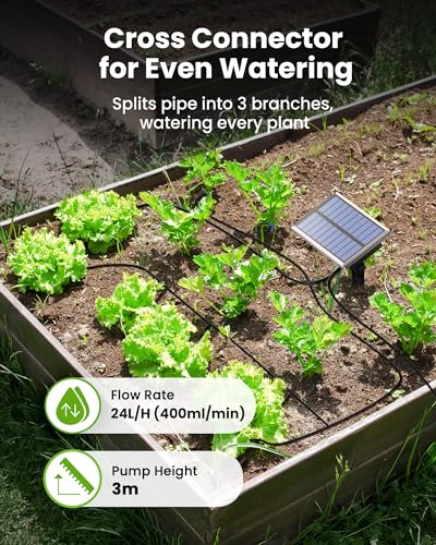 RAINTPOINT Solar Automatic Drip Irrigation Kit System,Solar Garden Watering System with 100% Anti-Siphoning Device, Easy DIY Plant Watering Devices with 6 Timing Modes for 10-15 Potted Plants