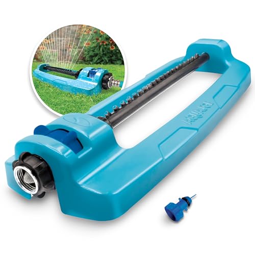Aqua Joe SJI-OMS16 Indestructible Metal Base Oscillating Sprinkler with Adjustable Spray, 3600-Square Foot Coverage