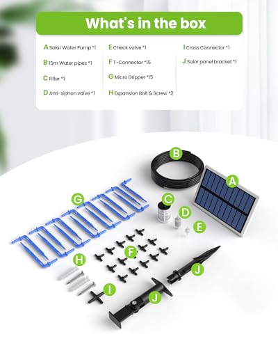 RAINTPOINT Solar Automatic Drip Irrigation Kit System,Solar Garden Watering System with 100% Anti-Siphoning Device, Easy DIY Plant Watering Devices with 6 Timing Modes for 10-15 Potted Plants