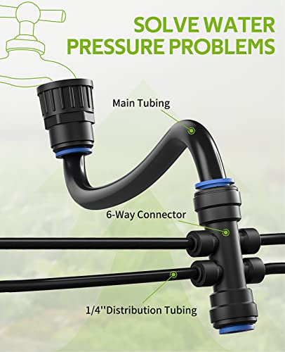 HIRALIY 50FT Garden Watering System, Drip Irrigation Kits for Plants, New Quick Connector, Blank Distribution Tubing, Saving Water Automatic Irrigation Equipment for Patio Lawn