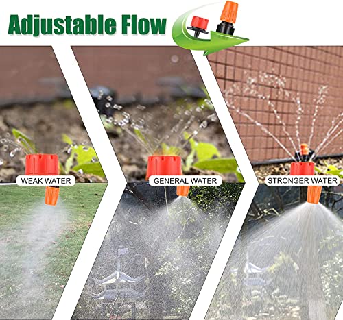 164FT 200 Pcs Drip Irrigation Kit, Garden Irrigation System 1/4" Blank Distribution Tubing Watering Drip Kit Automatic Irrigation Equipment for Garden Greenhouse, Flower Bed,Patio,Lawn (164FT)