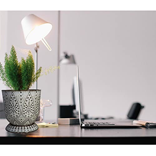Gepege 6 Inch Beaded Ceramic Planter Set of 2 with Drainage Hole and Saucer for Plants, Indoor-Outdoor Large Round Succulent Orchid Flower Pot (Smoked Gray, Inner-pots not Larger Than 5 Inch)