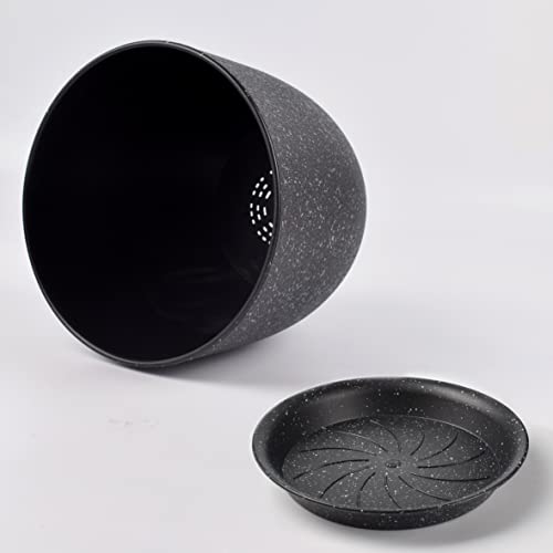 Giraffe Creation Plant Pots 12/10/9 inch Set of 3, Flower Pots Outdoor Indoor, Planters with Drainage Hole, Speckled Black