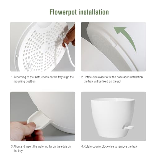 10 inch Self Watering Pots, 2 Pack Plastic Planters with Mesh Drainage Holes for Garden Plants and Flower, Plants Pots with Deep Reservoir for Indoor Outdoor Plants, White