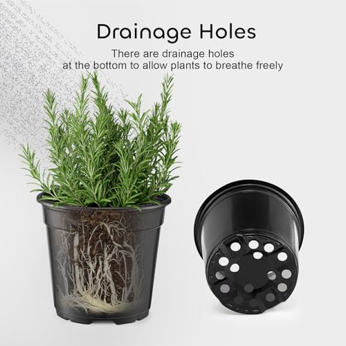 GROWNEER Nursery Pots with Drainage Holes Pack of 48 Pots 3.5/4.5/5.5/6.5 Inch and Plant Label Flexible Seedling Pots Seed Starting Planter for Indoor Outdoor Flowers, Succulents, Cactus