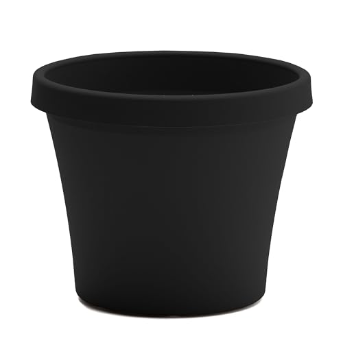 Bloem Terra Pot Round Planter: 16" - Black - Matte Finish, Durable Resin, Traditional Style Pot, for Indoor and Outdoor Use, Gardening, 8 Gallon Capacity, Saucer Not Included