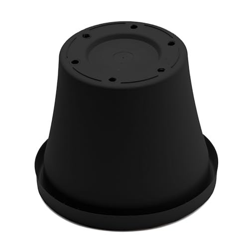 Bloem Terra Pot Round Planter: 16" - Black - Matte Finish, Durable Resin, Traditional Style Pot, for Indoor and Outdoor Use, Gardening, 8 Gallon Capacity, Saucer Not Included