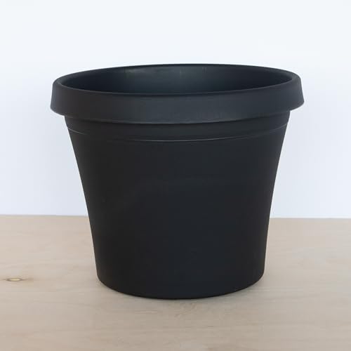 Bloem Terra Pot Round Planter: 16" - Black - Matte Finish, Durable Resin, Traditional Style Pot, for Indoor and Outdoor Use, Gardening, 8 Gallon Capacity, Saucer Not Included