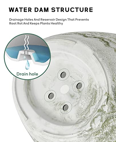 LaDoVita Plant Pots with Drainage Holes, 12 Inch Oval Planters for Indoor Plants, Plastic Flower Pots Outdoor, Set of 2 Pack, Green