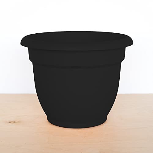 Bloem Ariana Pot Planter: 16" - Black - Durable Resin Pot, for Indoor and Outdoor Use, Gardening, Self Watering Disk Included, 6 Gallon Capacity