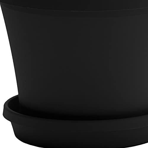 Bloem Terra Pot Round Planter: 16" - Black - Matte Finish, Durable Resin, Traditional Style Pot, for Indoor and Outdoor Use, Gardening, 8 Gallon Capacity, Saucer Not Included