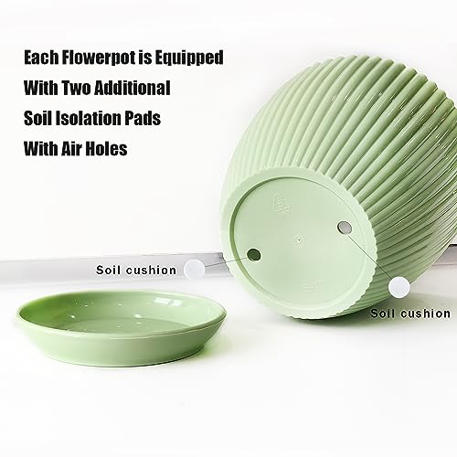 RooTrimmer Plant Planters with Drainage Holes and Trays Pack of 6 Plant Pots 7.5/6.5/5.5/4.9/4.2/3.5 Inches Flowers Pots, Green