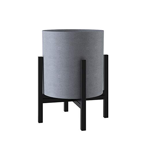 FaithLand Plant Pot 12 inch - Perfectly Fits Mid-Century Modern Plant Stand - Drainage Plug - Gray Planter Pot