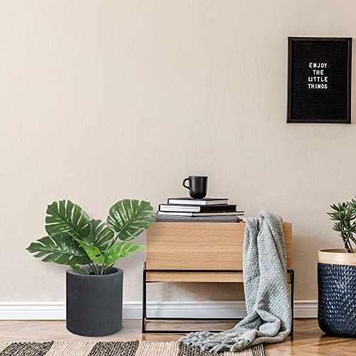 Kante 9.8" Dia Round Concrete Planter, Modern Style Large Cylindrical Plant Pot with Drainage Hole and Rubber Plug for Indoor Outdoor Patio, Charcoal