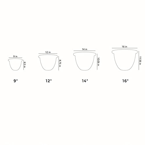 The HC Companies 16 Inch Sevilla Round Self Watering Planter - Decorative Lightweight Plastic Plant Pot for Indoor Outdoor Plants Flowers Herbs, White