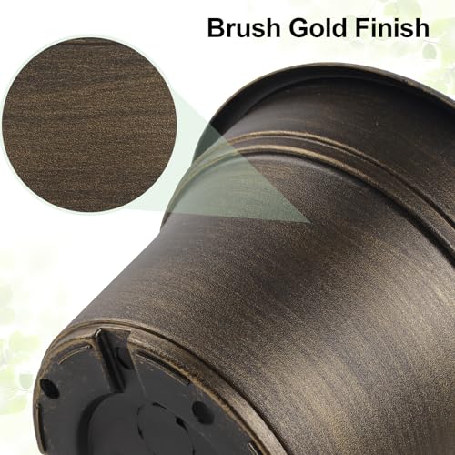 Plant Planters Pots Set of 4 Pack 16 Inch，Large Plastic Flower Pot for Indoor Plants with Drainage Holes & Trays, Resin Decorative Container Sets with Saucer for House Outdoor Garden Plant Dark Gold