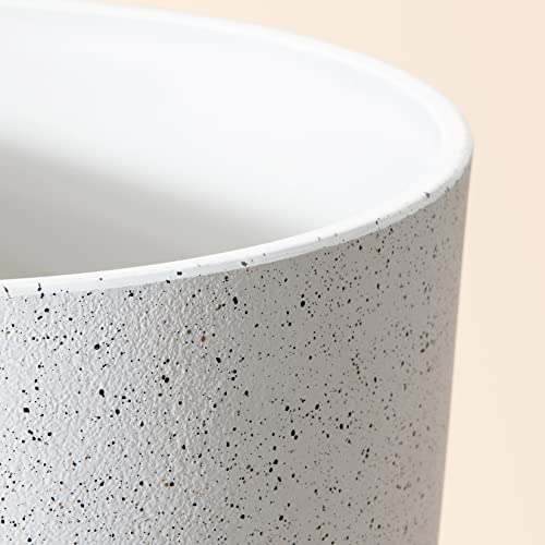 La Jolíe Muse Flower Pots Outdoor Indoor Planter - 7.5 inch Garden Pots Tree Planter for Patio, Deck,Garden,Speckled White,Set of 2