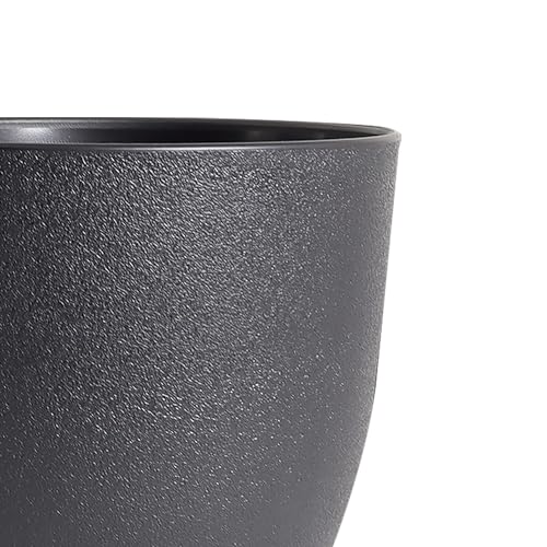 WSMKSZ 9/8/7.5 inch Plant Pots, Set of 3 Modern Decorative Plastic Planters with Drainage Holes and Tray, Flower Pots for Indoor Outdoor Plants, Black