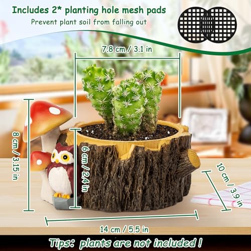 Yiiwinwy Owl Succulent Planters Flower Plant Pots for Plants with Drainage Hole，Planter Pots for Indoor Plants/Succulent/Cactus,Indoor Planter for Home Office Garden Decor