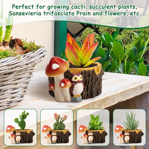 Yiiwinwy Owl Succulent Planters Flower Plant Pots for Plants with Drainage Hole，Planter Pots for Indoor Plants/Succulent/Cactus,Indoor Planter for Home Office Garden Decor