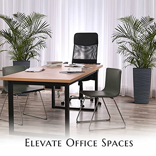 Mueller M-Resin Heavy Duty Tall Planter, Indoor/Outdoor Grande Plant, Tree, Flower Pot, 2-Piece Set, 24”, Modern Design, Built-in Drainage, Dark Gray