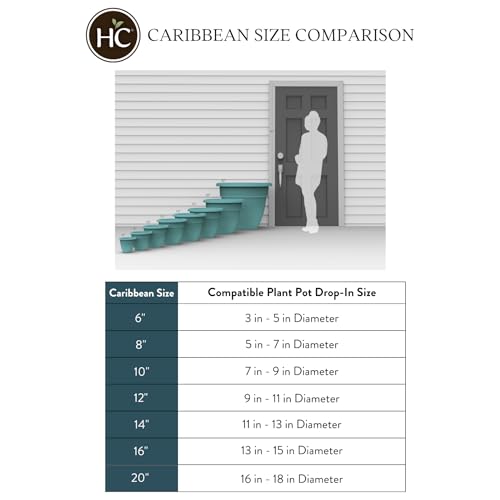 The HC Companies 10 Inch Caribbean Planter - Lightweight Indoor Outdoor Plastic Plant Pot for Herbs and Flowers, Black