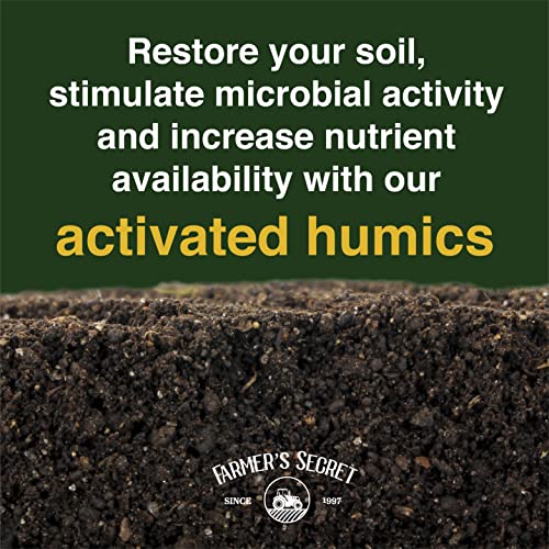 Farmer’s Secret Soil Revitalizer (32oz) - Organic (OMRI Listed) Soil Microbe Booster - Liquid Compost Soil - Great for Spring Application - Activated Humic Acid