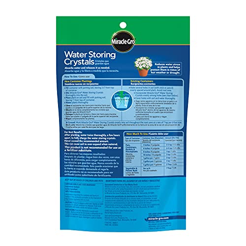 Miracle-Gro Water Storing Crystals, Helps Prevent Over and Underwatering in Outdoor and Indoor Plants, 12 oz.