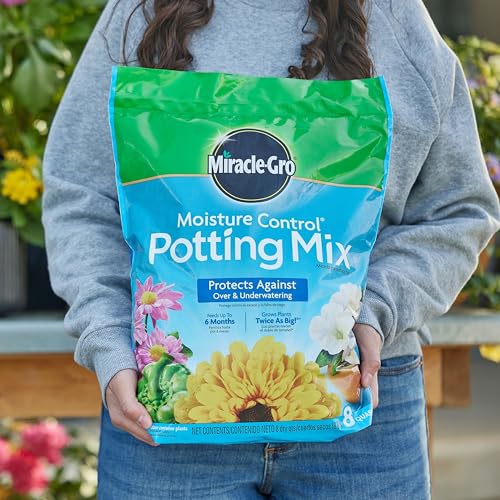 Miracle-Gro Moisture Control Potting Mix, Added Fertilizer Feeds Up to 6 Months, Soil for Container Gardening, 8 qt. (3-Pack)
