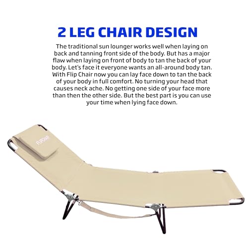 Tan Polyester Pool Chaise Lounge with Reclining Backrest