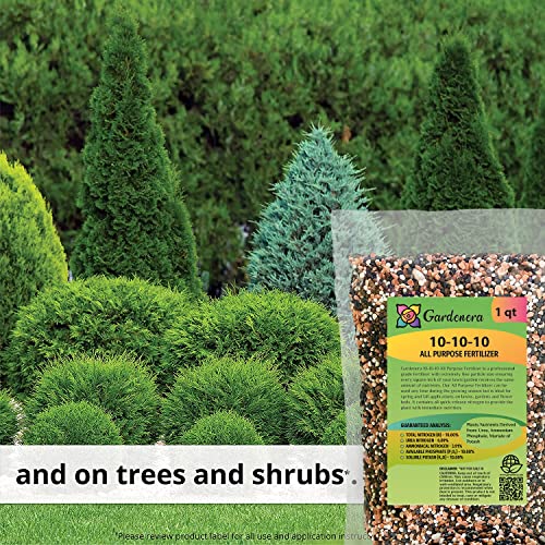 Premium 10-10-10 All-Purpose Soil Fertilizer by Gardenera - Ideal for Flowers, Plants, Vegetables, Fruit Trees and Lawns - 1 Quart