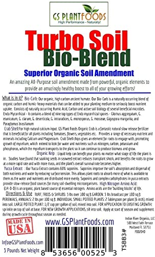 Organic Soil for Vegetable Garden Turbo Soil Bio-Blend, Superior Organic Soil Amendment (3 lbs)