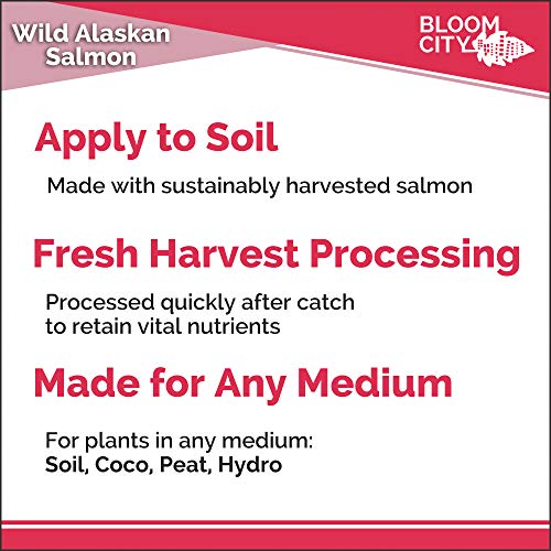Organic Wild Fish Fertilizer and Plant Supplement, Great for Roots and Soil, Made from Sustainable Salmon, by Bloom City, 1/2 Pint (8 oz)
