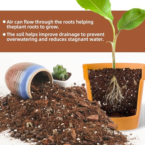 CJGQ Potting Soil Mix 3Quart, Organic Soil Mix Orchid Bark, Sphagnum Moss and Leca Clay Pebbles for Indoor Plants, Orchid Fertilizer Garden Soil for Root Development, Improve Drainage and Aeration