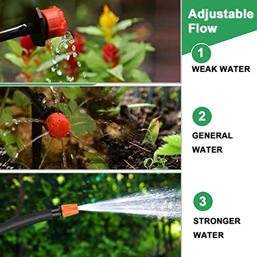 DUCHIFAD Garden Drip Irrigation Kit,98FT Greenhouse Micro Automatic Drip Irrigation System Kit with 1/4 inch Blank Distribution Tubing Hose Adjustable Patio Misting Nozzle Emitters Sprinkler