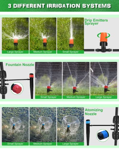W-Dragon Drip Irrigation Kit,43m/141ft Garden Watering System with Quick Adapter 1/4 Distribution Tubing Hose Adjustable Nozzle Water Sprinkler No Leaking Automatic Misting for Greenhouse Blue-Orange