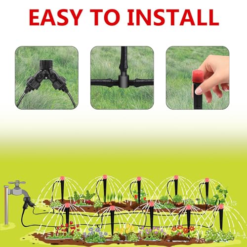 HXXF 200FT Drip Irrigation System, Garden Watering System with 1/4 inch Blank Distribution Tubing, DIY Automatic Irrigation Equipment Set for Garden, Greenhouse, Flower Bed, Patio, Lawn