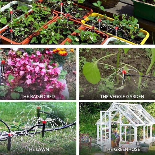 HXXF 200FT Drip Irrigation System, Garden Watering System with 1/4 inch Blank Distribution Tubing, DIY Automatic Irrigation Equipment Set for Garden, Greenhouse, Flower Bed, Patio, Lawn