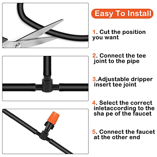 IRmm Drip Irrigation System, Irrigation System with 165FT/50M Drip Irrigation Tubing, DIY Saving Water Garden Watering System, Automatic Drip Irrigation Kits for Garden, Greenhouse, Lawn, Patio