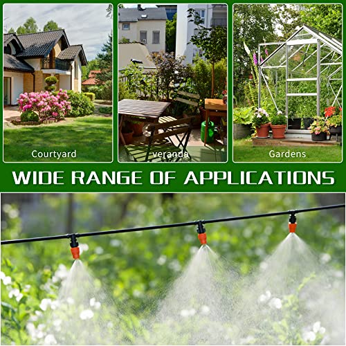 164FT 190 Pcs Drip Irrigation Kit,Garden Irrigation System 1/4" 1/2” Blank Distribution Tubing Watering Drip Kit Automatic Irrigation Equipment for Garden Greenhouse, Flower Bed,Patio,Lawn (164 FT)
