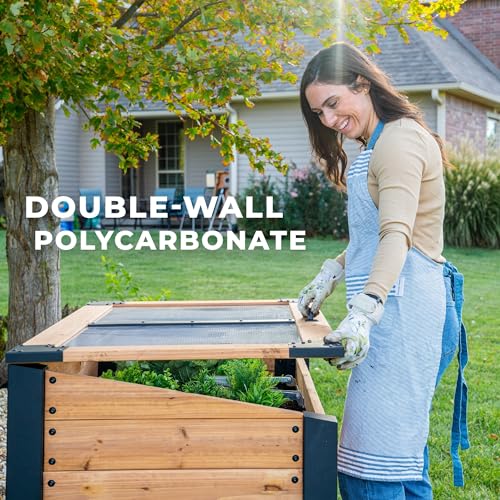 Backyard Discovery Aggie Cold Frame Box, Portable Wooden Garden Greenhouse, Indoor or Outdoor Terrarium Planter Box