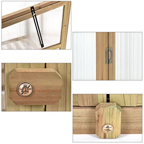 Giantex Garden Portable Wooden Cold Frame Greenhouse Raised Flower Planter Protection (30.0"X22.4"X42.9")