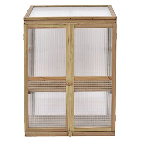Giantex Garden Portable Wooden Cold Frame Greenhouse Raised Flower Planter Protection (30.0"X22.4"X42.9")