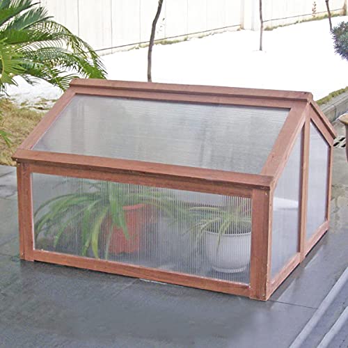 Squareful Wooden Cold Frame, 35.5” x 31.5” x 23” Portable Greenhouse, Raised Plants Protection, Indoor Outdoor Planter Box