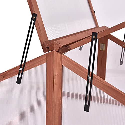 Squareful Wooden Cold Frame, 35.5” x 31.5” x 23” Portable Greenhouse, Raised Plants Protection, Indoor Outdoor Planter Box