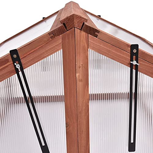 Squareful Wooden Cold Frame, 35.5” x 31.5” x 23” Portable Greenhouse, Raised Plants Protection, Indoor Outdoor Planter Box
