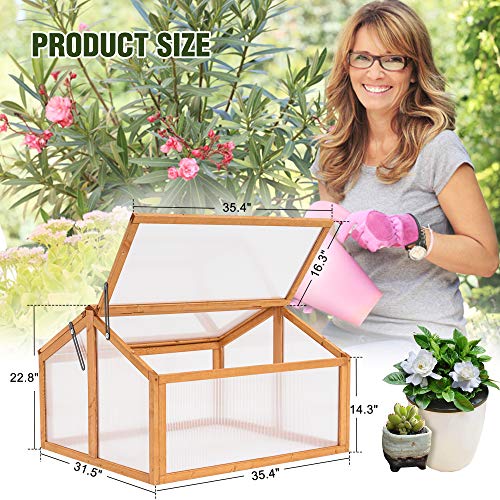 MCombo Double Box Wooden Greenhouse Cold Frame Raised Plants Bed Protection 6057-0145 (Orange)