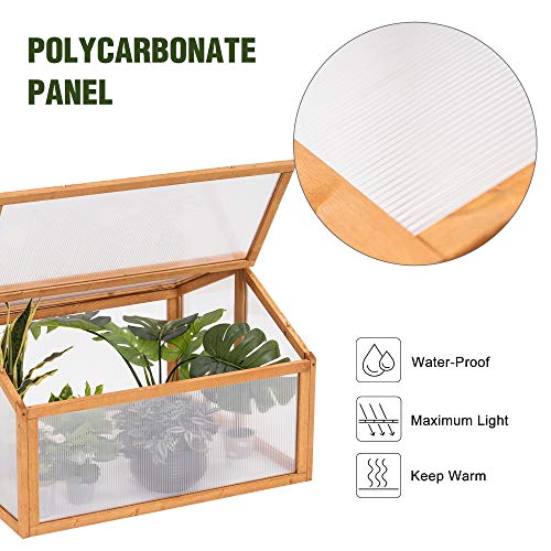 MCombo Double Box Wooden Greenhouse Cold Frame Raised Plants Bed Protection 6057-0145 (Orange)