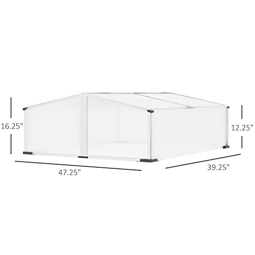 Outsunny Cold Frame, Portable Indoor Outdoor Patio Mini Greenhouse Plant Cover for Gardening, Germination, Seedling Propagation, 47" x 39" x 16", Silver